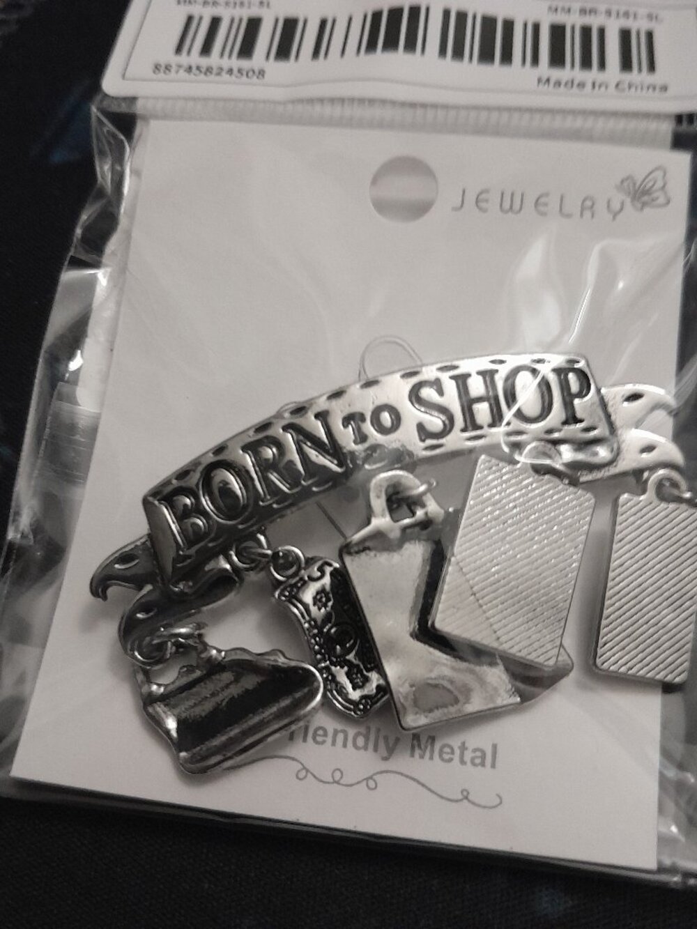 "BORN TO SHOP" BROOCH/PIN - Picture 3 of 4
